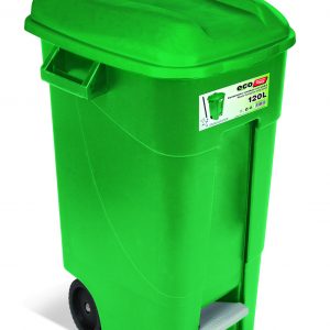 Poubelle jardin 120 L pédale vert